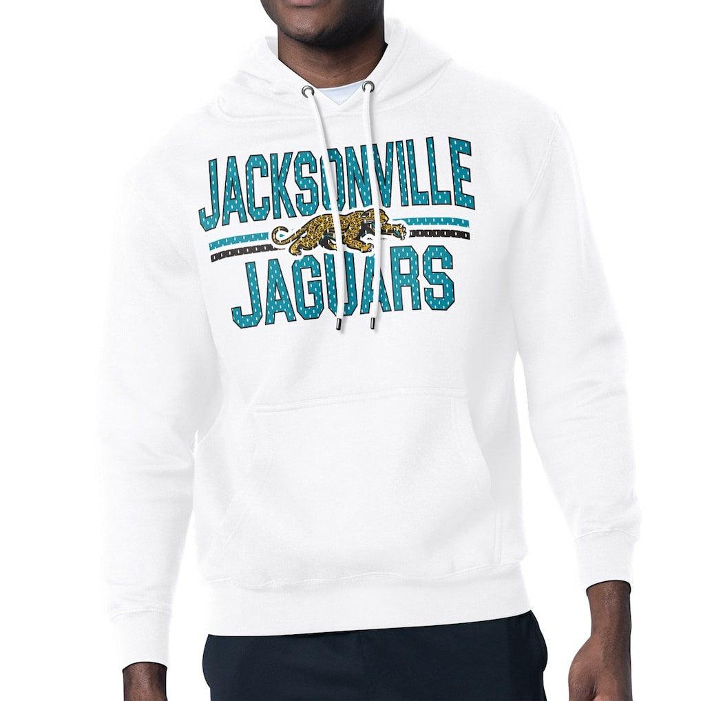 Jacksonville Jaguars Starter Mesh Look Retro Team Logo Pullover Hoodie - White - NFL