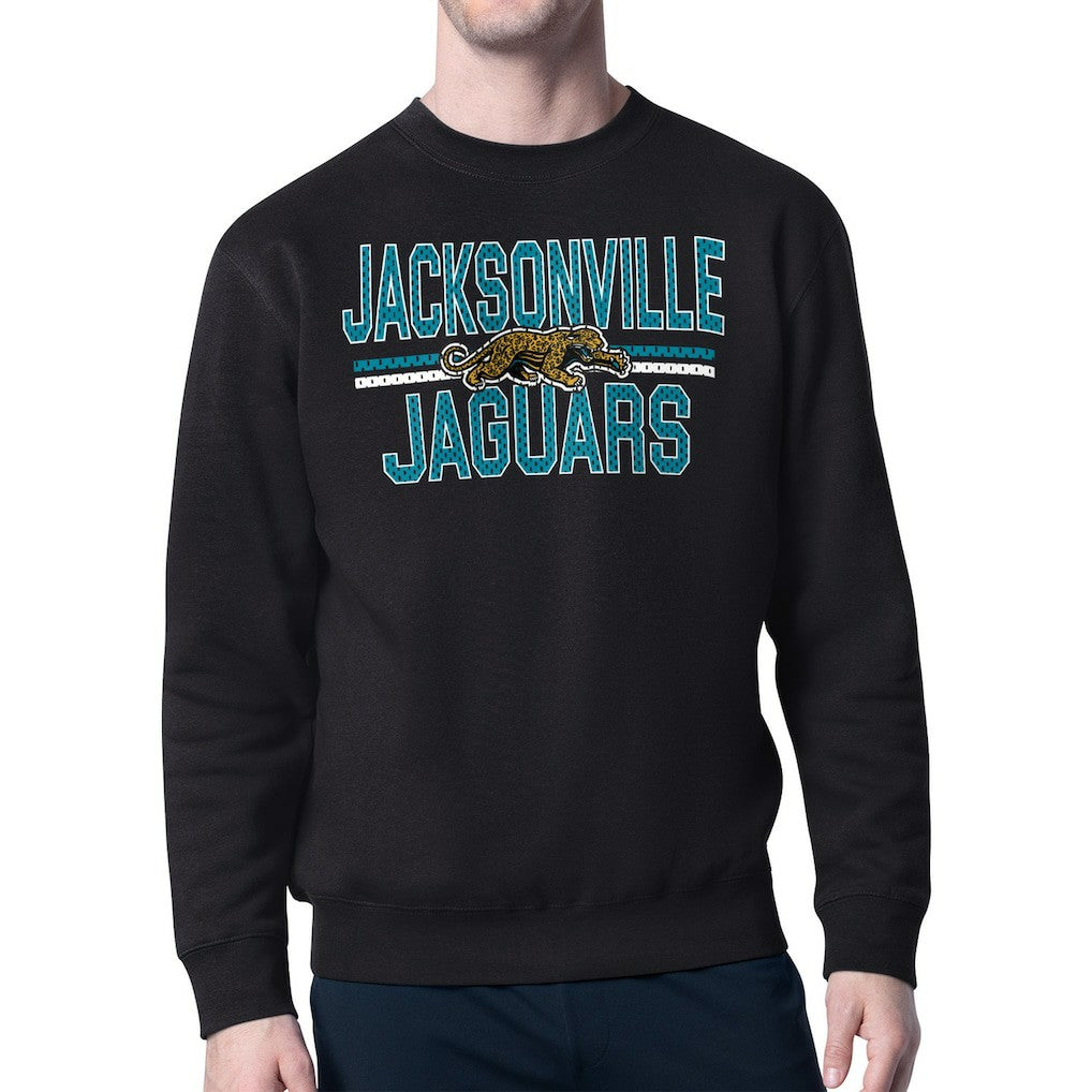 Jacksonville Jaguars Starter Mesh Look Retro Team Logo Pullover Sweatshirt - Black - NFL