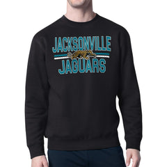 Jacksonville Jaguars Starter Mesh Look Retro Team Logo Pullover Sweatshirt - Black - NFL