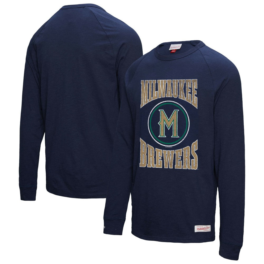 Milwaukee Brewers Mitchell & Ness Arched Logo Slub Long Sleeve T-Shirt Outlet