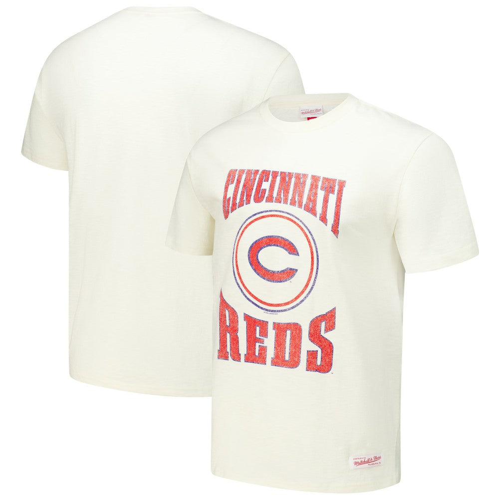 Cincinnati Reds Mitchell & Ness Arched Logo Slub T-Shirt Discount