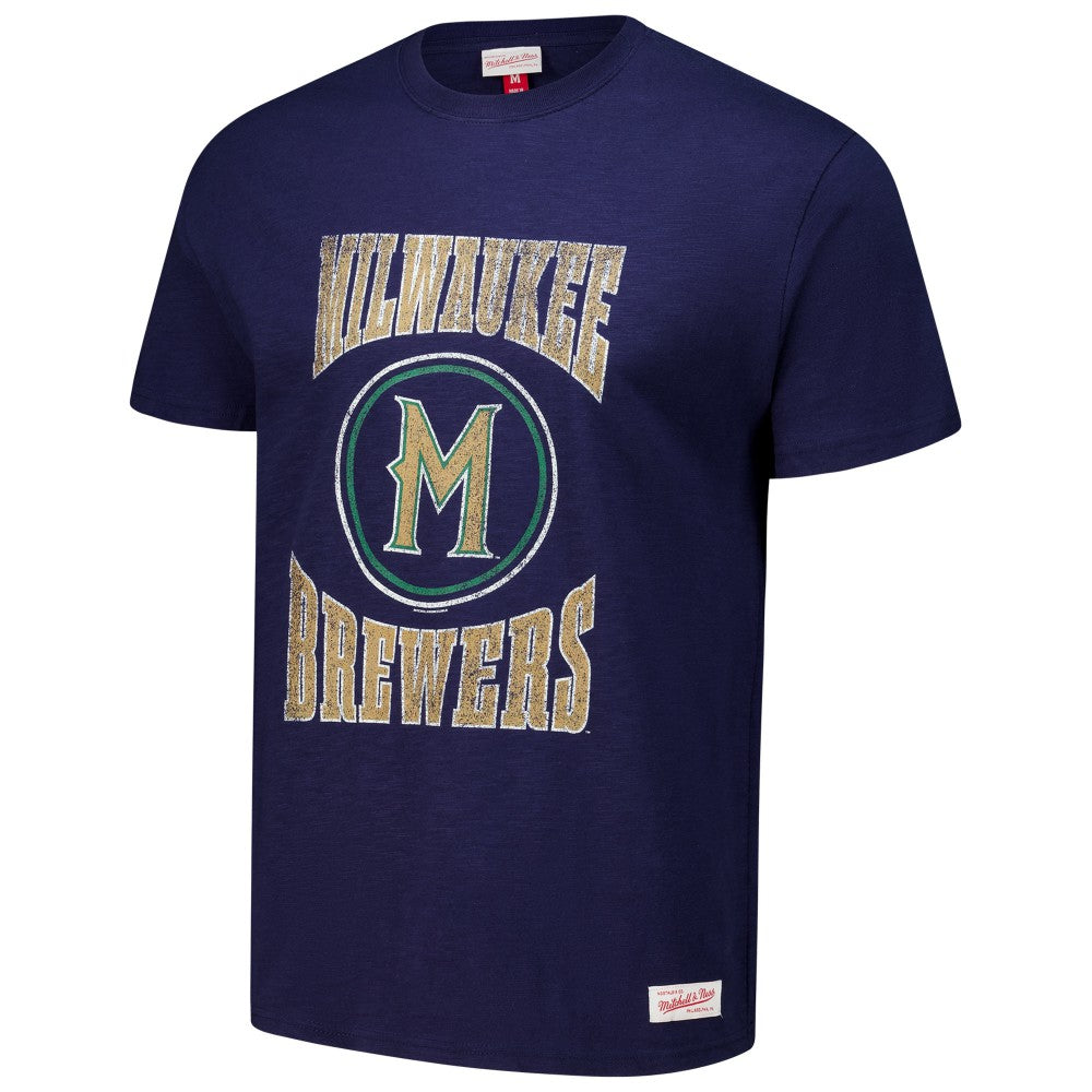 Milwaukee Brewers Mitchell & Ness Arched Logo Slub T-Shirt Online