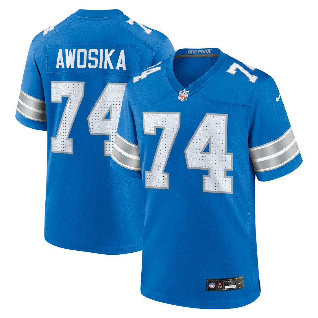 Kayode Awosika Detroit Lions Team Game Jersey - Blue - Nike