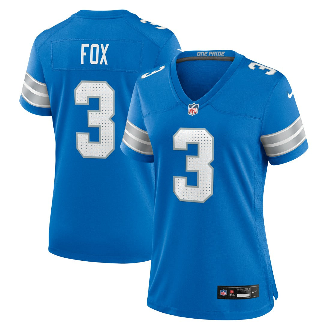 Jack Fox Detroit Lions Women's Team Game Jersey - Blue - Nike