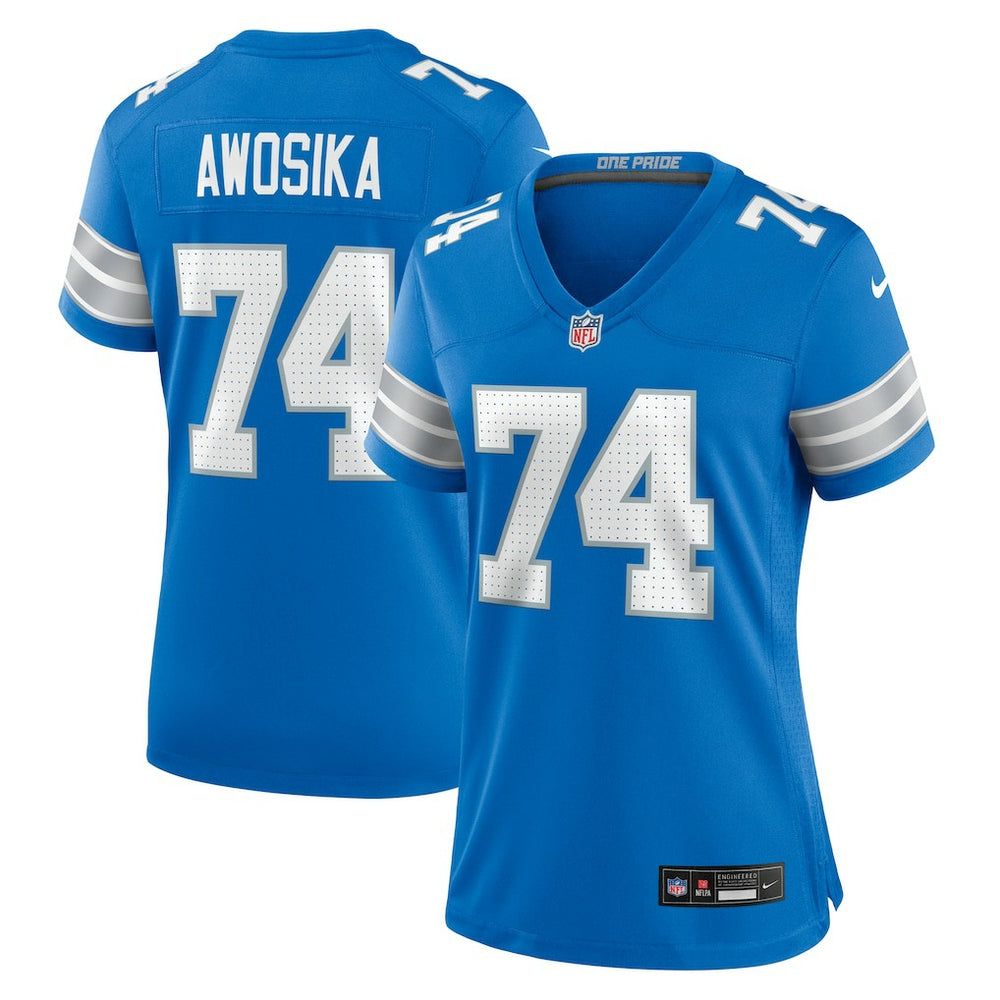 Kayode Awosika Detroit Lions Women's Team Game Jersey - Blue - Nike