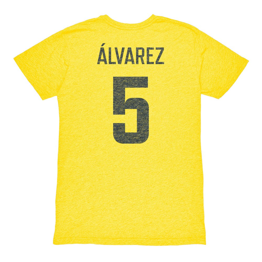 Kevin Álvarez Club America 1863FC Vintage Player Name & Number Tri-blend T-Shirt Yellow