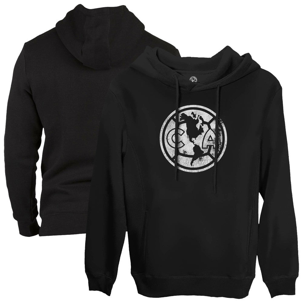 Club America 1863FC Mono Badge Fleece Pullover Hoodie Sweatshirt Black
