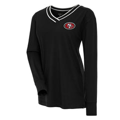 San Francisco 49ers Antigua Women's Symbolic Long Sleeve V-Neck Top - Black - NFL