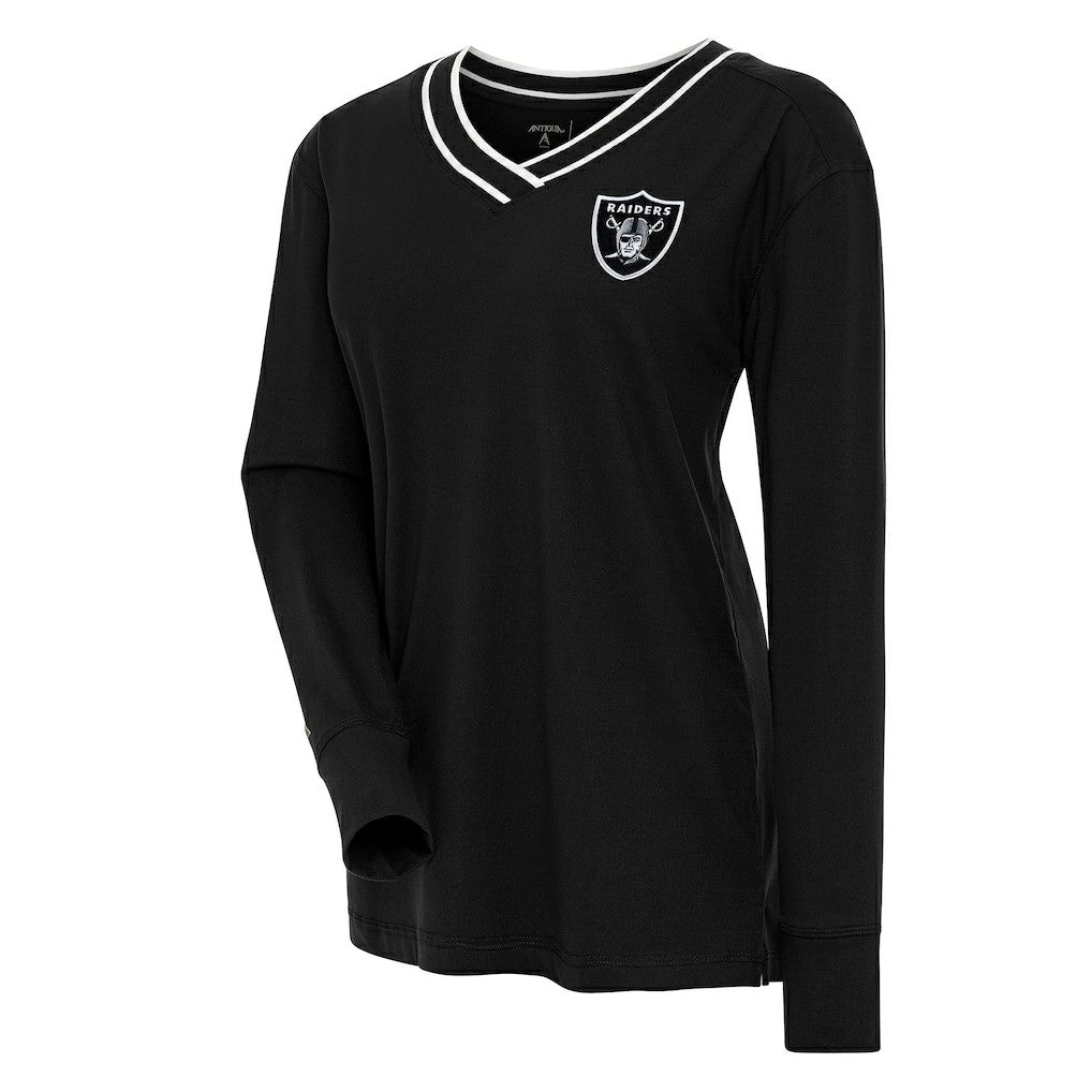 Las Vegas Raiders Antigua Women's Symbolic Long Sleeve V-Neck Top - Black - NFL