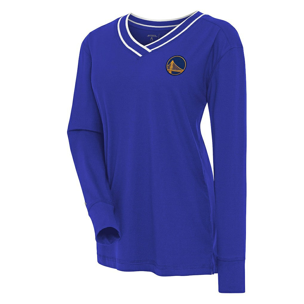 Golden State Warriors Antigua Women's Symbolic Long Sleeve V-Neck Top Royal
