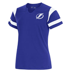 Tampa Bay Lightning Antigua Women's Encounter Short Sleeve Notch Neck Top - Royal | NHL Clearance