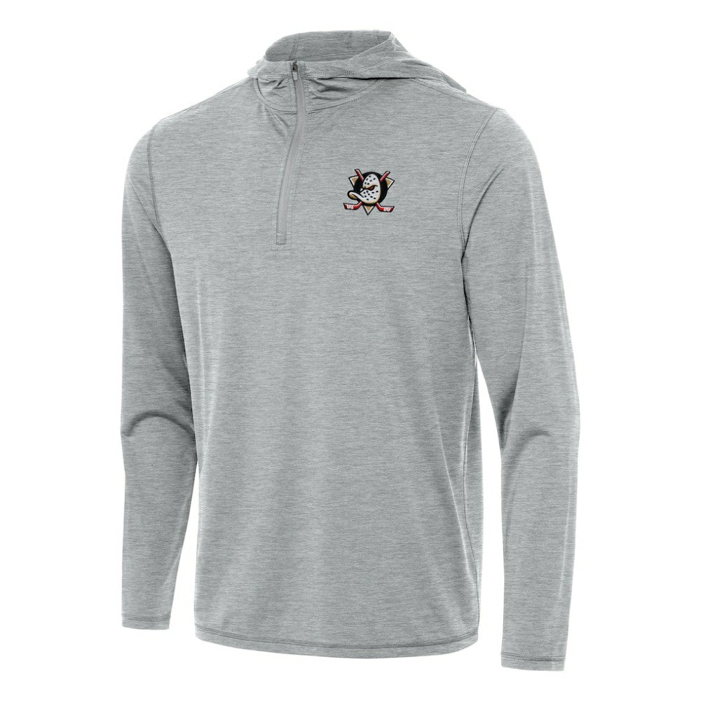 Anaheim Ducks Antigua Tidy Quarter-Zip Hoodie - Heather Gray | NHL Lifestyle