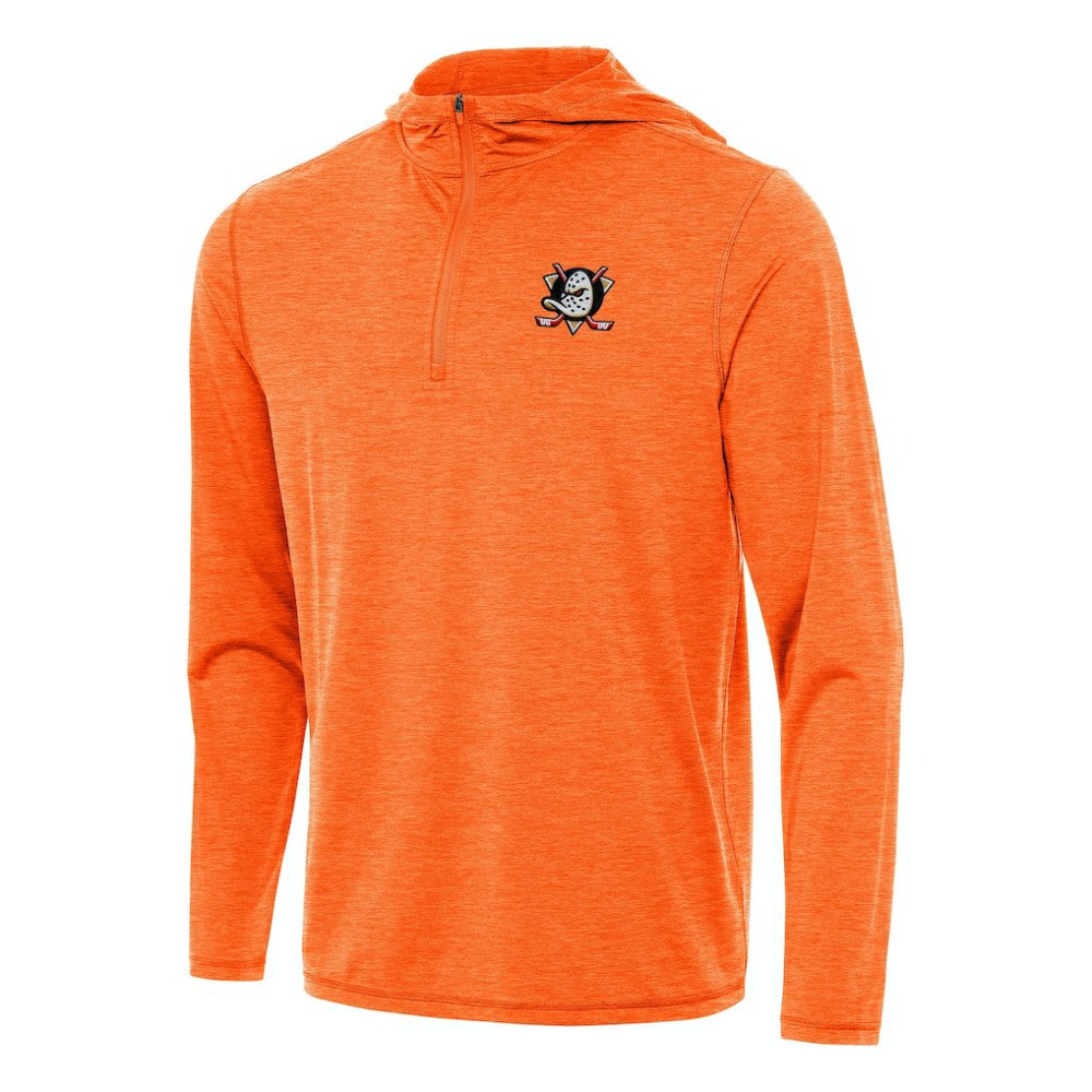 Anaheim Ducks Antigua Tidy Quarter-Zip Hoodie - Heather Orange | NHL Clearance