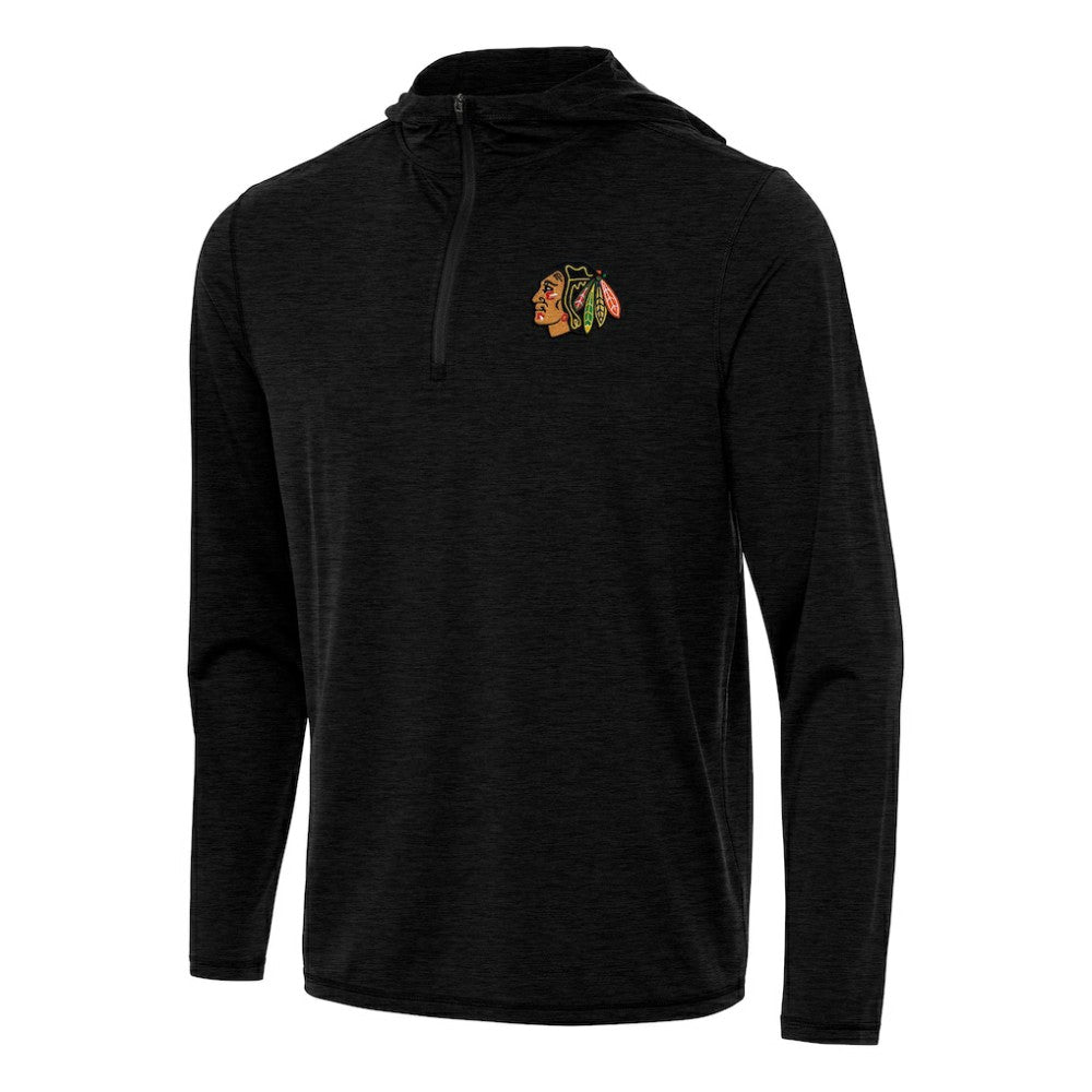 Chicago Blackhawks Antigua Tidy Quarter-Zip Hoodie - Heather Black | NHL on sale