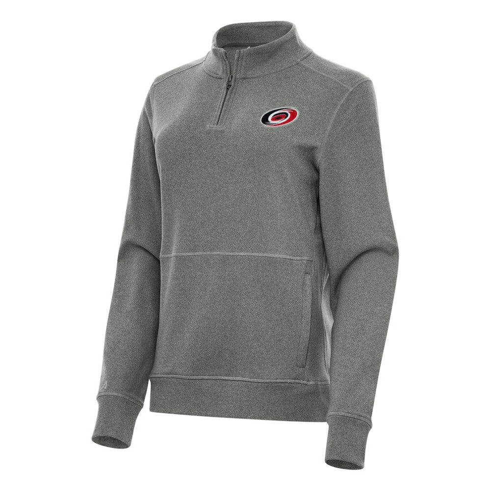 Carolina Hurricanes Antigua Women's Crush Quarter-Zip Fleece Sweatshirt - Heather Black | NHL Clearance