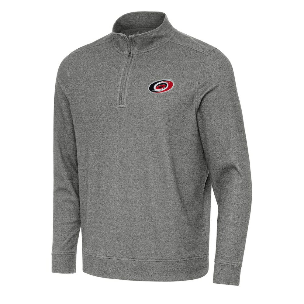 Carolina Hurricanes Antigua Subtle Quarter-Zip Sweatshirt - Heather Black | NHL Clearance