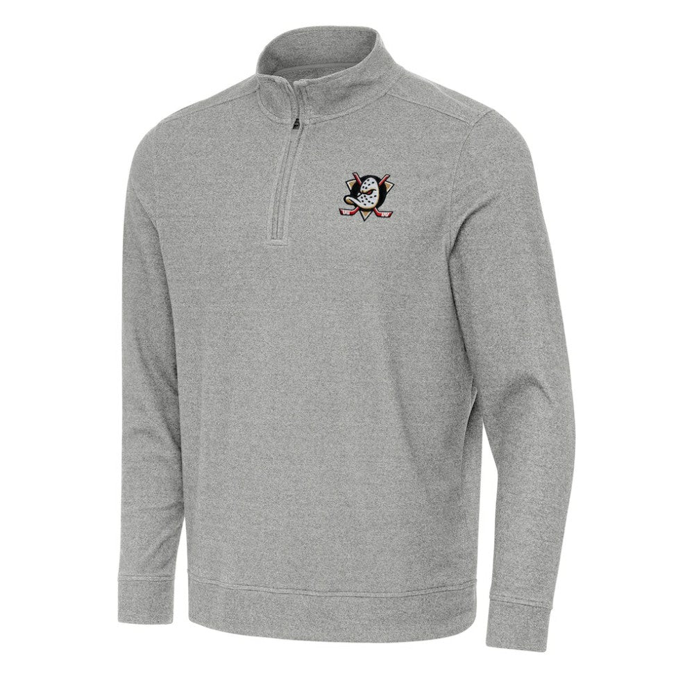 Anaheim Ducks Antigua Subtle Quarter-Zip Sweatshirt - Heather Gray | NHL near me