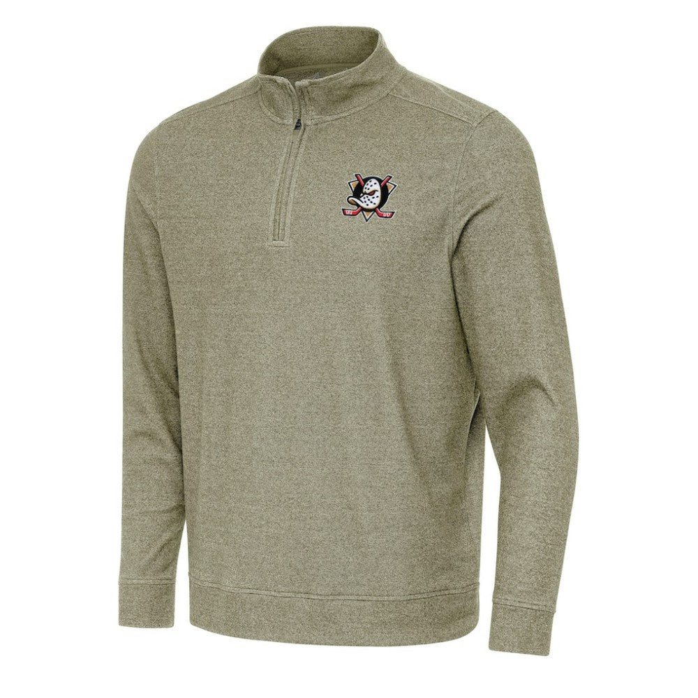 Anaheim Ducks Antigua Subtle Quarter-Zip Sweatshirt - Olive | NHL sale