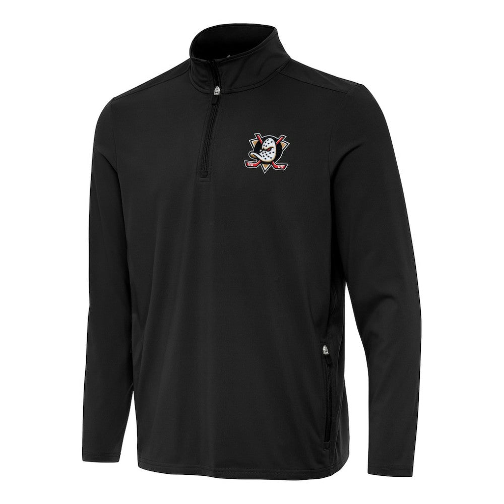 Anaheim Ducks Antigua Perilous Quarter-Zip Sweatshirt - Black | NHL Lifestyle
