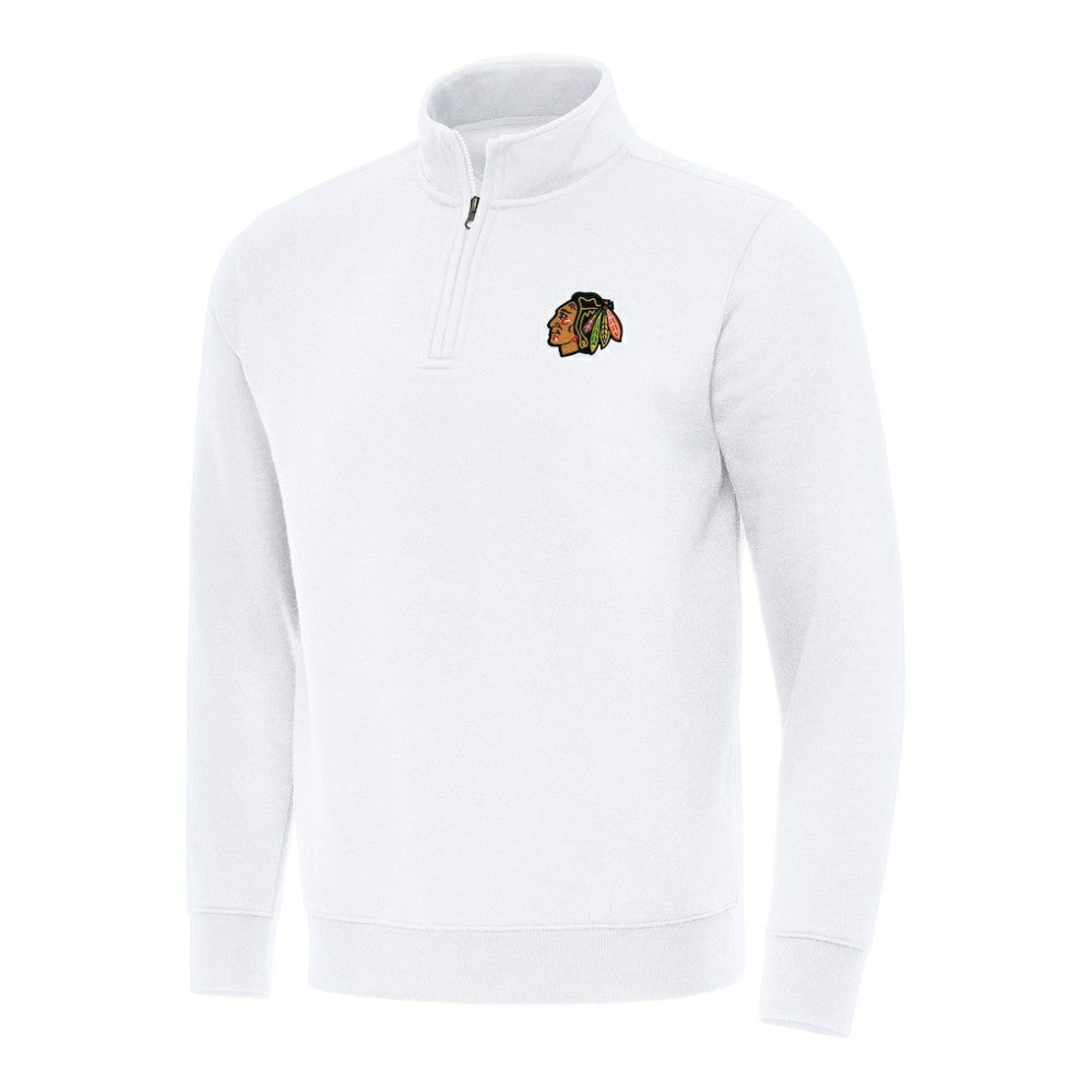 Chicago Blackhawks Antigua Victory Quarter-Zip Mock Sweatshirt - White | NHL sale