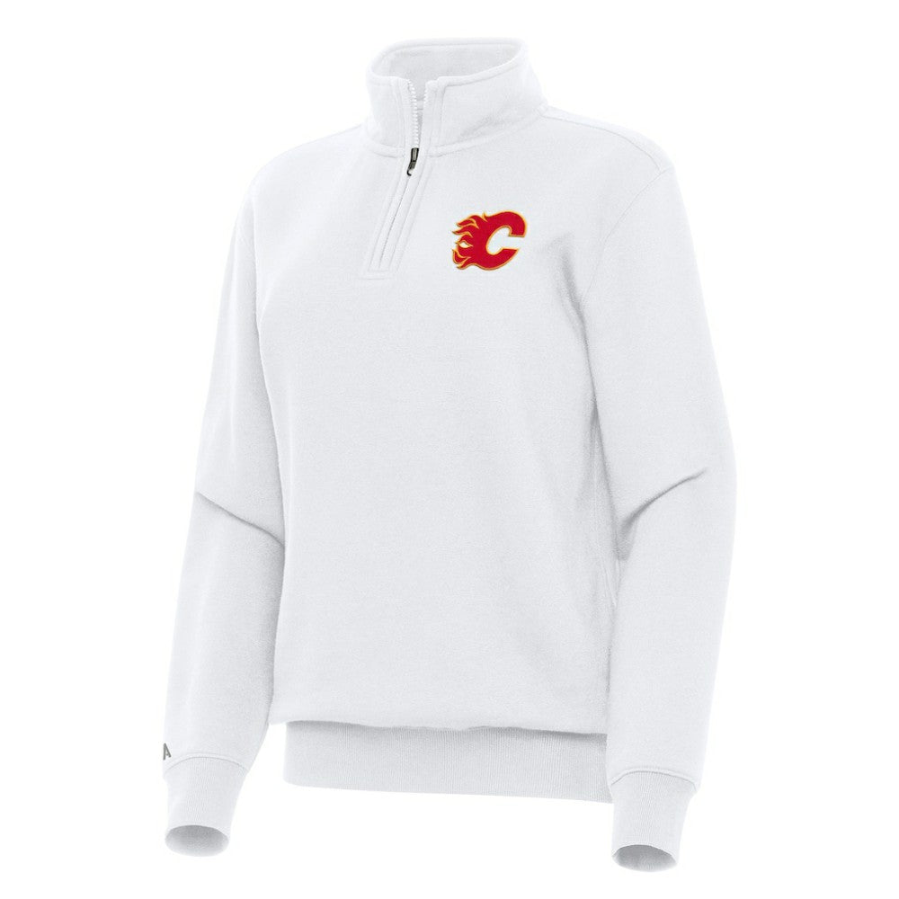 Calgary Flames Antigua Women's Victory Quarter-Zip Sweatshirt - White | NHL online