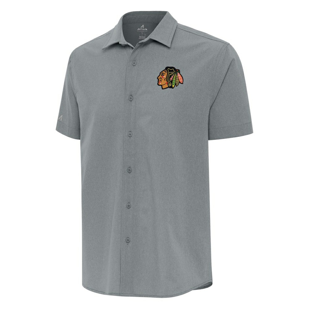 Chicago Blackhawks Antigua Activate Woven Short Sleeve Button-Up Shirt - Gray | NHL discount