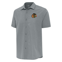 Chicago Blackhawks Antigua Activate Woven Short Sleeve Button-Up Shirt - Gray | NHL discount