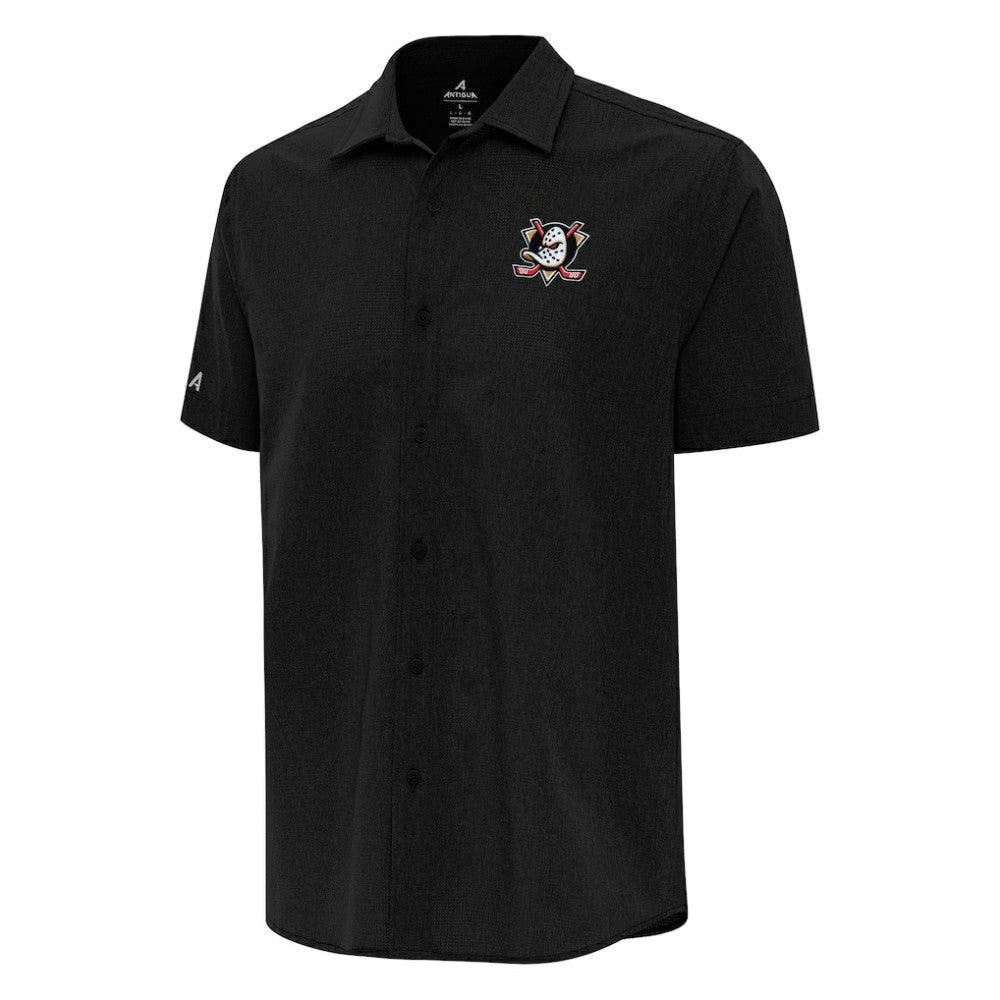 Anaheim Ducks Antigua Activate Woven Short Sleeve Button-Up Shirt - Black | NHL discount