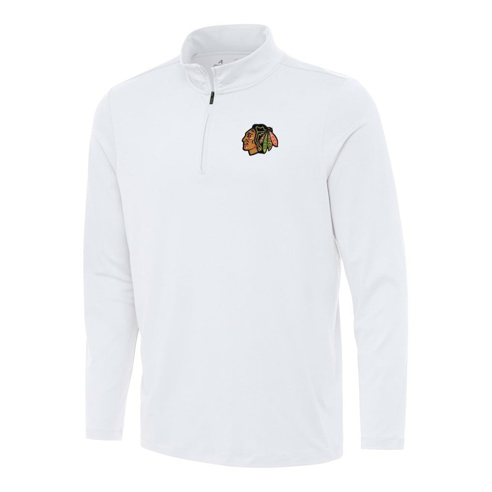 Chicago Blackhawks Antigua Reprocess Quarter-Zip Top - White | NHL Lifestyle