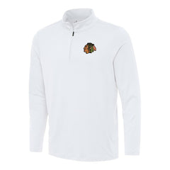 Chicago Blackhawks Antigua Reprocess Quarter-Zip Top - White | NHL Lifestyle