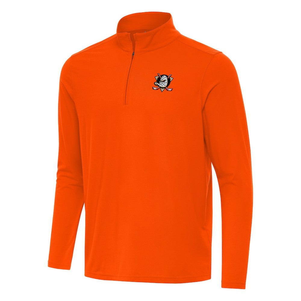 Anaheim Ducks Antigua Intent Quarter-Zip Top - Orange | NHL Lifestyle