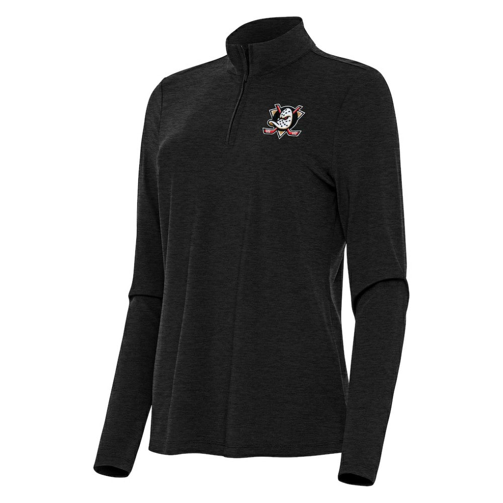 Anaheim Ducks Antigua Women's Bright Quarter-Zip Top - Heather Black | NHL discount
