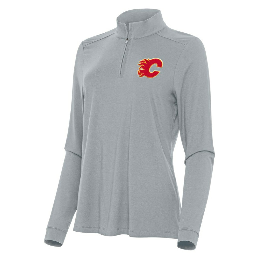Calgary Flames Antigua Women's Intent Quarter-Zip Top - Gray | NHL online