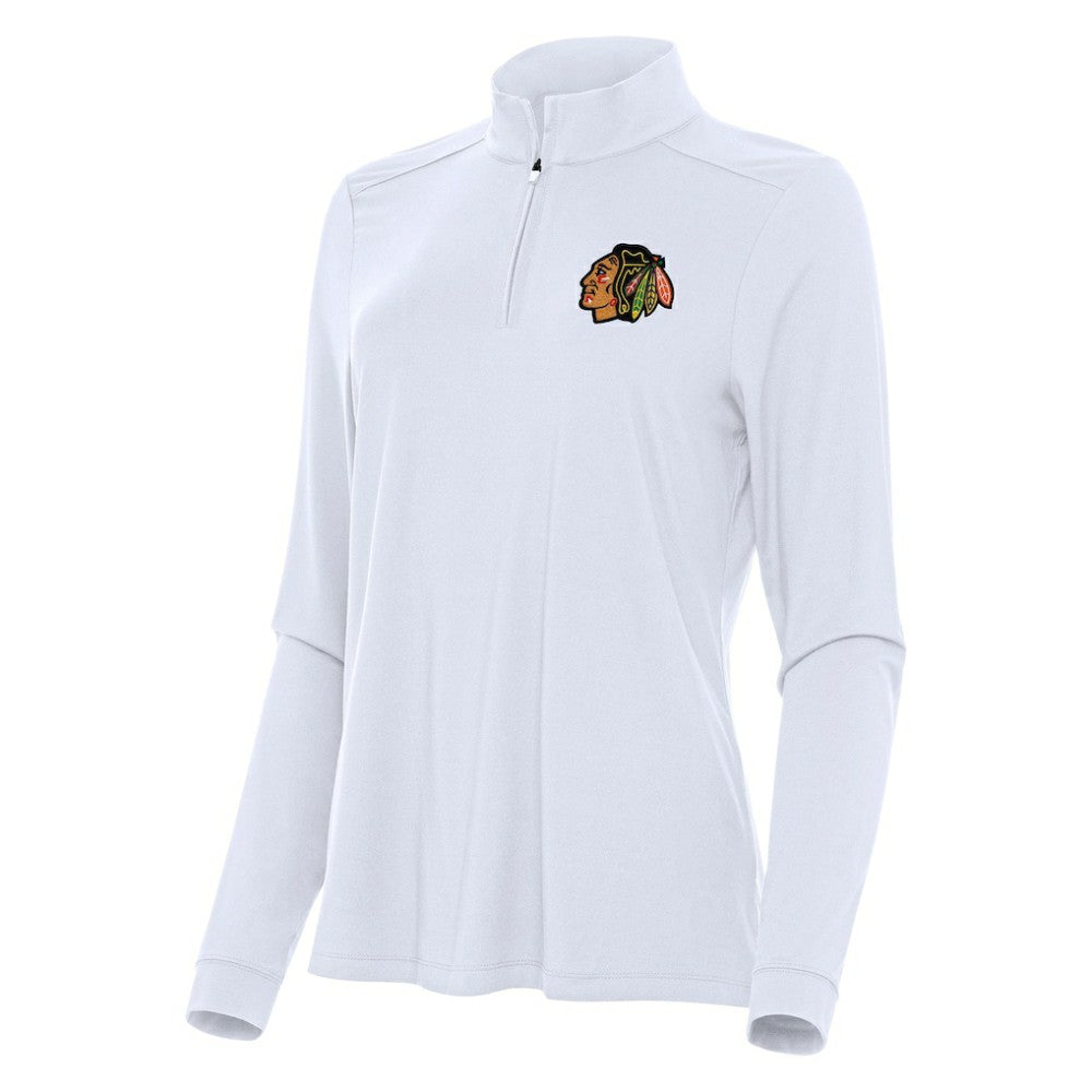 Chicago Blackhawks Antigua Women's Intent Quarter-Zip Top - White | NHL online