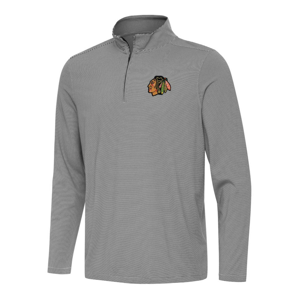 Chicago Blackhawks Antigua Twine Quarter-Zip Top - Black | NHL Lifestyle