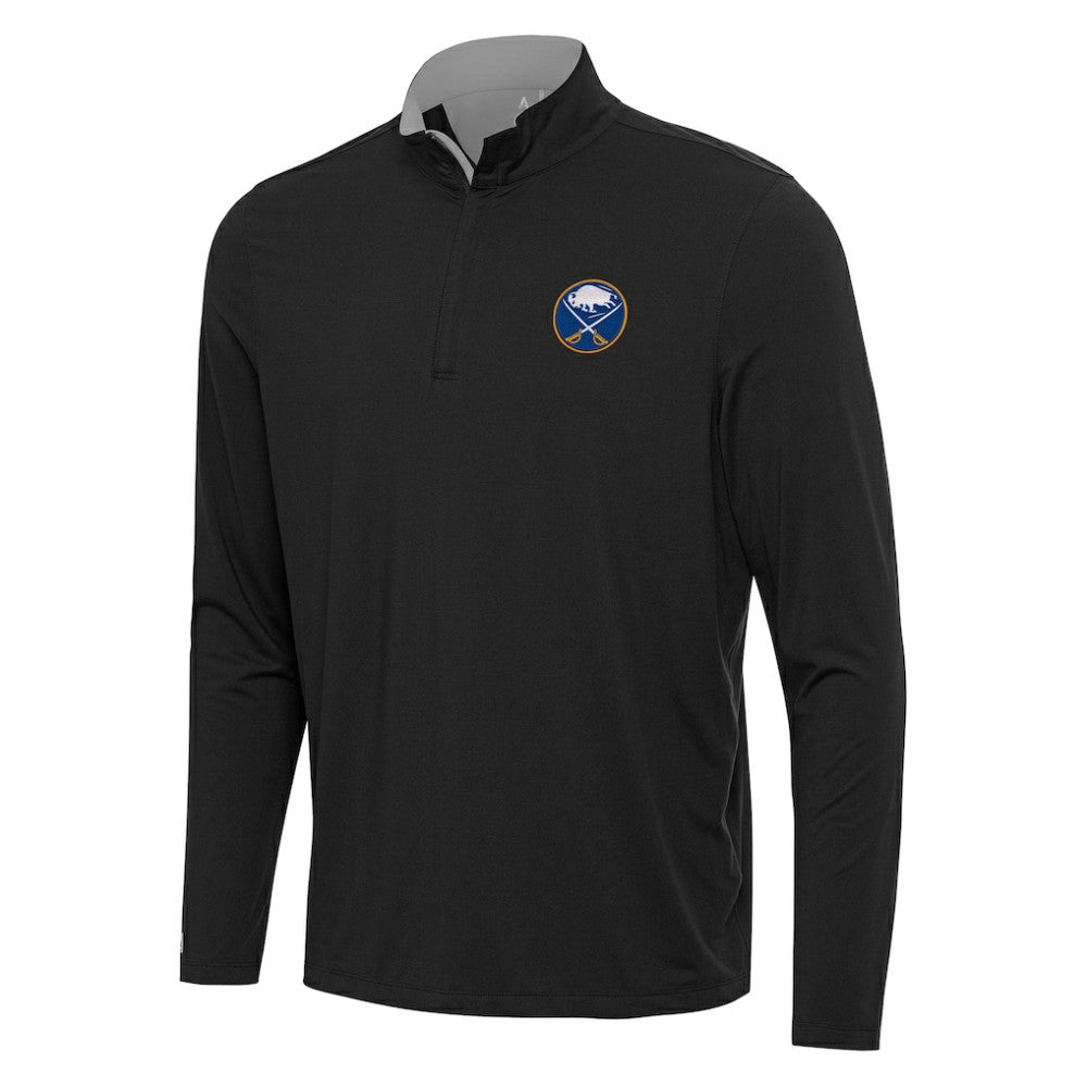 Buffalo Sabres Antigua Content Quarter-Zip Pullover Top - Black/Gray | NHL Lifestyle