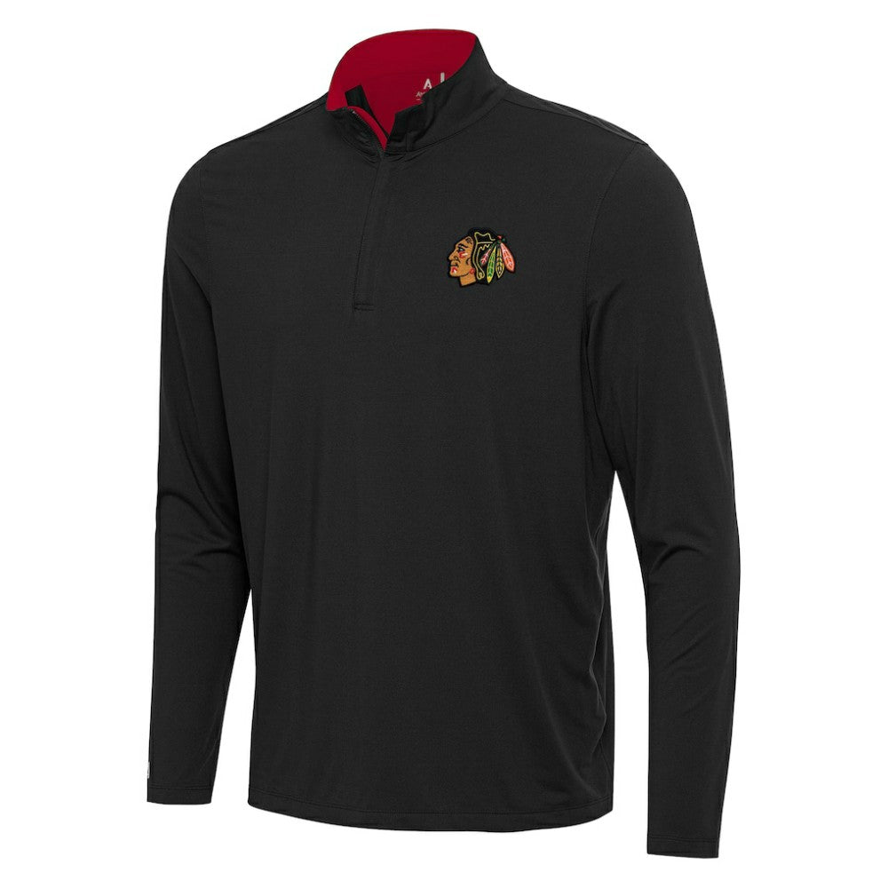 Chicago Blackhawks Antigua Content Quarter-Zip Pullover Top - Black/Red | NHL sale
