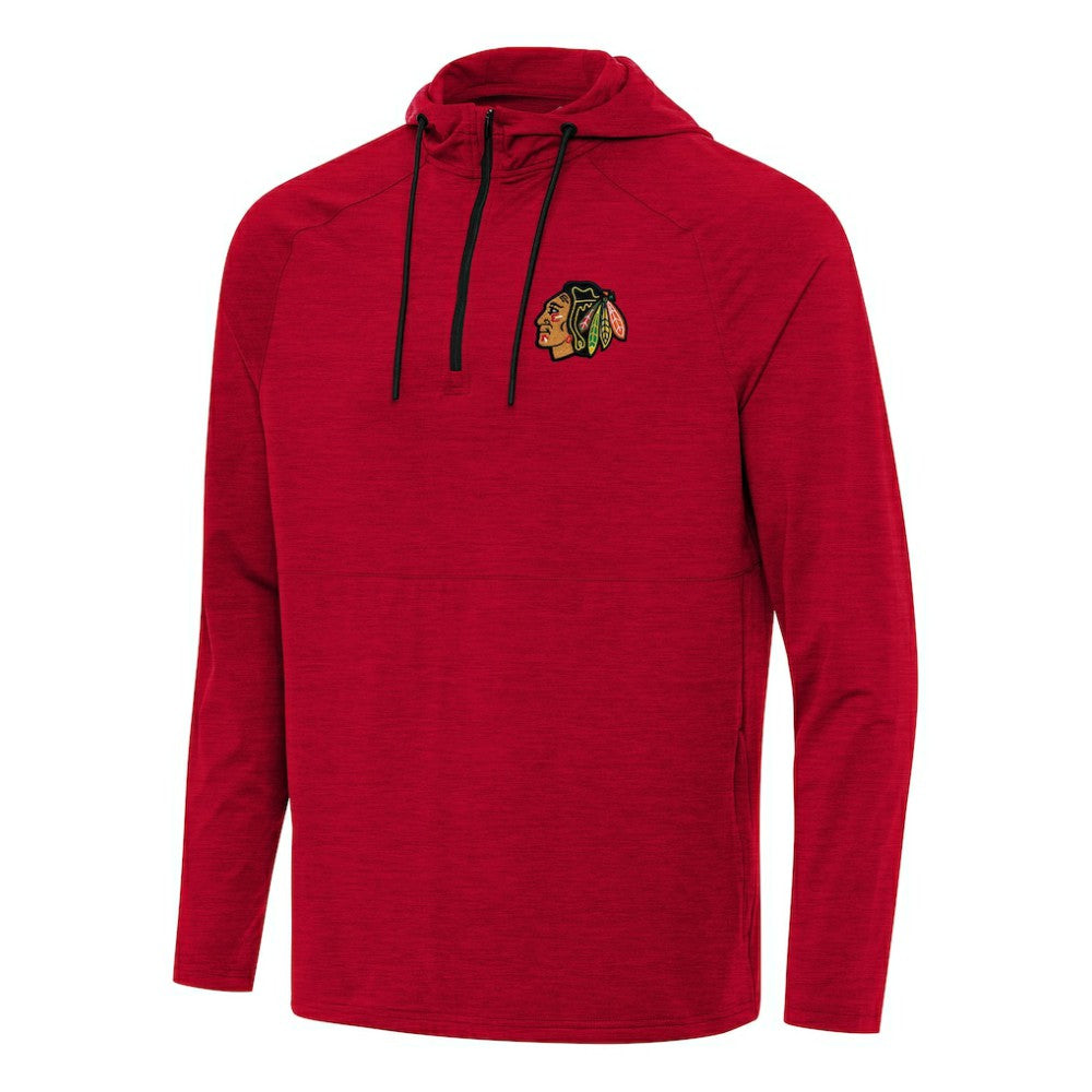 Chicago Blackhawks Antigua Spikes Quarter-Zip Hoodie - Heather Red | NHL Clearance