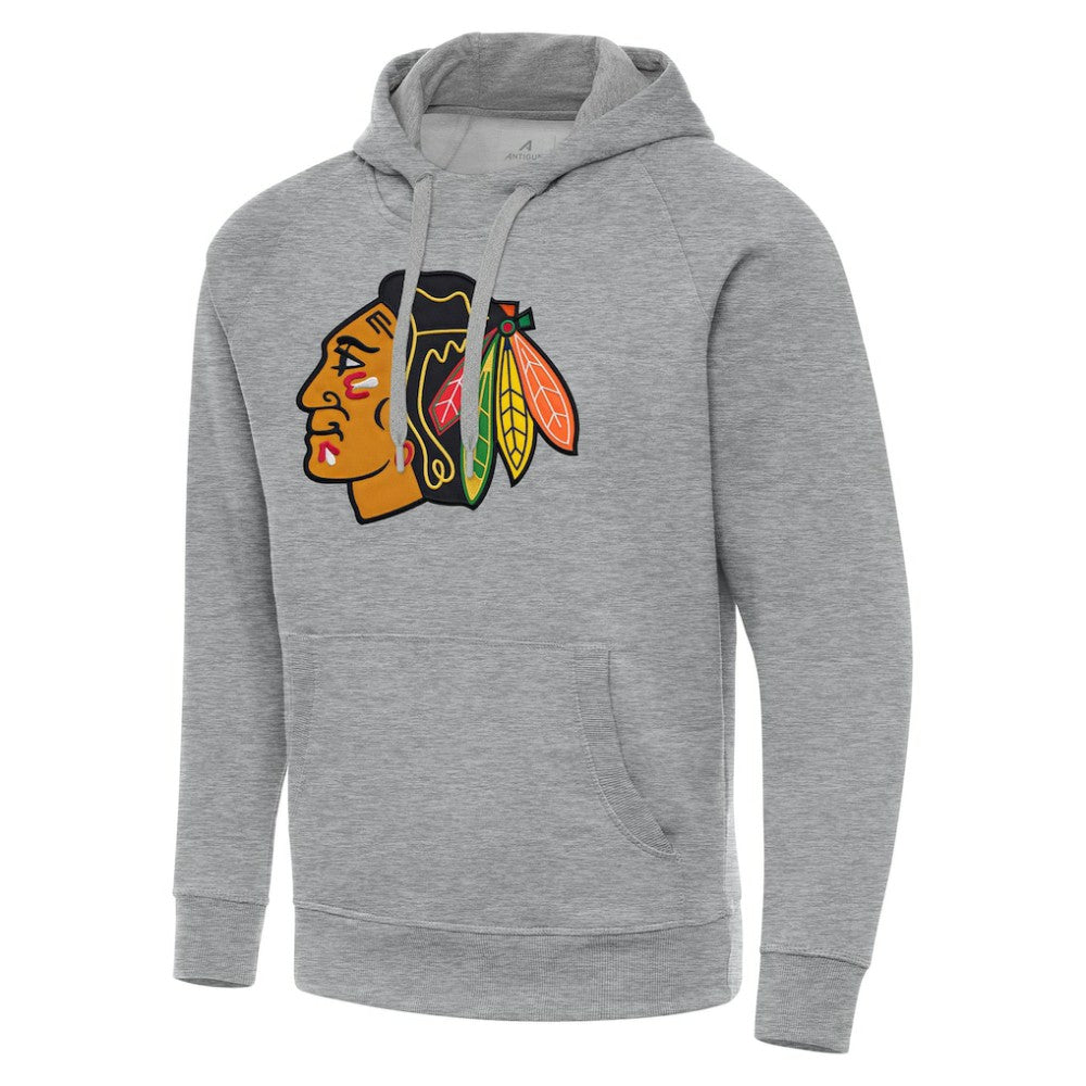 Chicago Blackhawks Antigua Big & Tall Victory Pullover Hoodie - Heather Gray | NHL Lifestyle