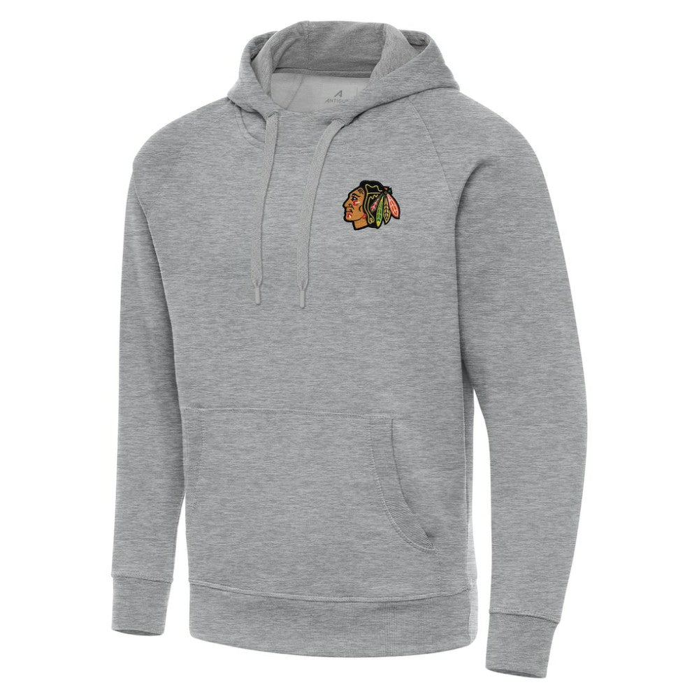 Chicago Blackhawks Antigua Big & Tall Victory Pullover Hoodie - Heather Gray | NHL Clearance