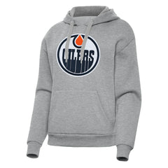 Edmonton Oilers Antigua Women's Victory Pullover Hoodie - Heather Gray | NHL near me