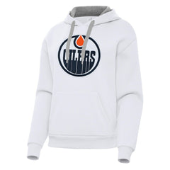 Edmonton Oilers Antigua Women's Victory Pullover Hoodie - White | NHL Clearance