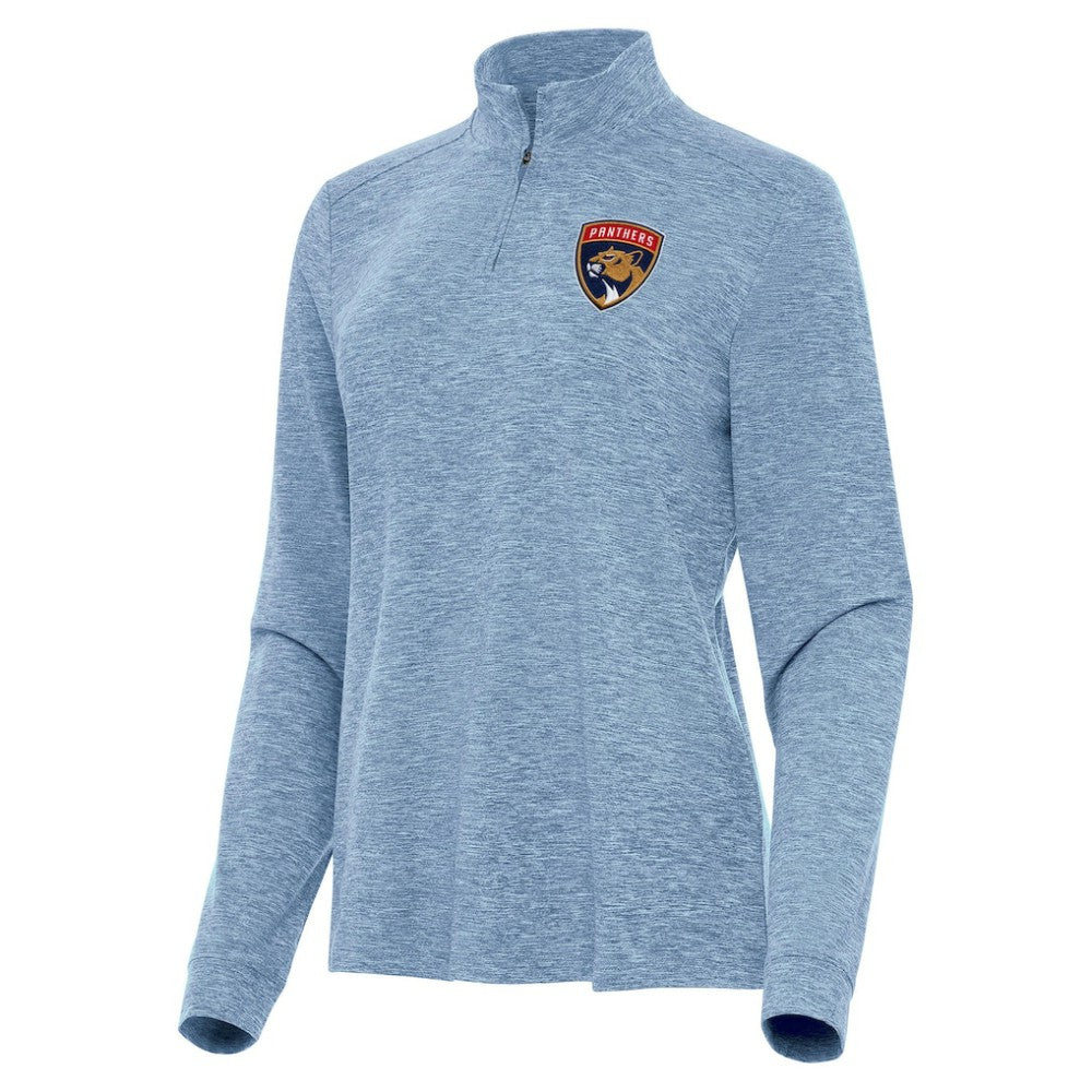 Florida Panthers Antigua Women's Mentor Quarter-Zip Mock Long Sleeve Top - Heather Aqua | NHL Lifestyle