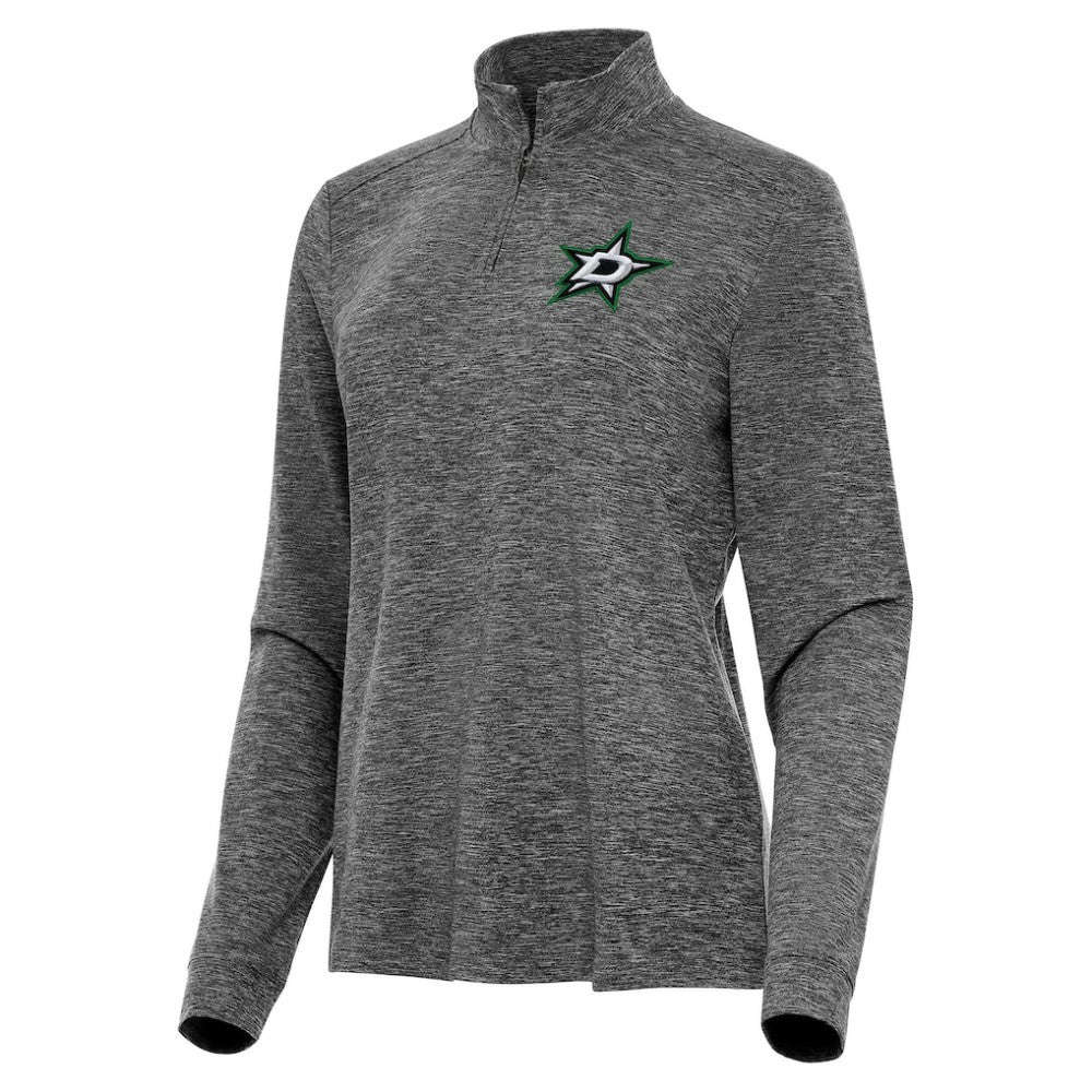 Dallas Stars Antigua Women's Mentor Quarter-Zip Mock Long Sleeve Top - Heather Black | NHL online