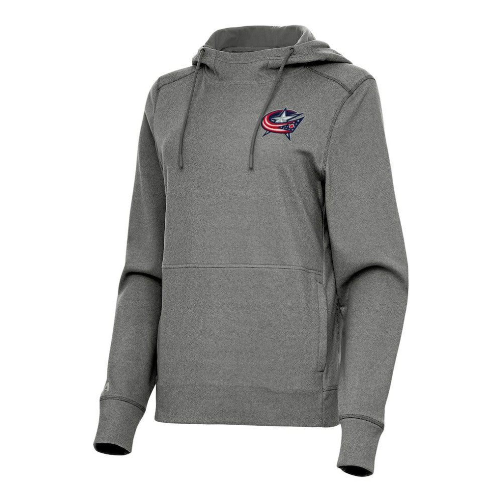 Columbus Blue Jackets Antigua Women's Justice Pullover Hoodie - Heather Black | NHL on sale