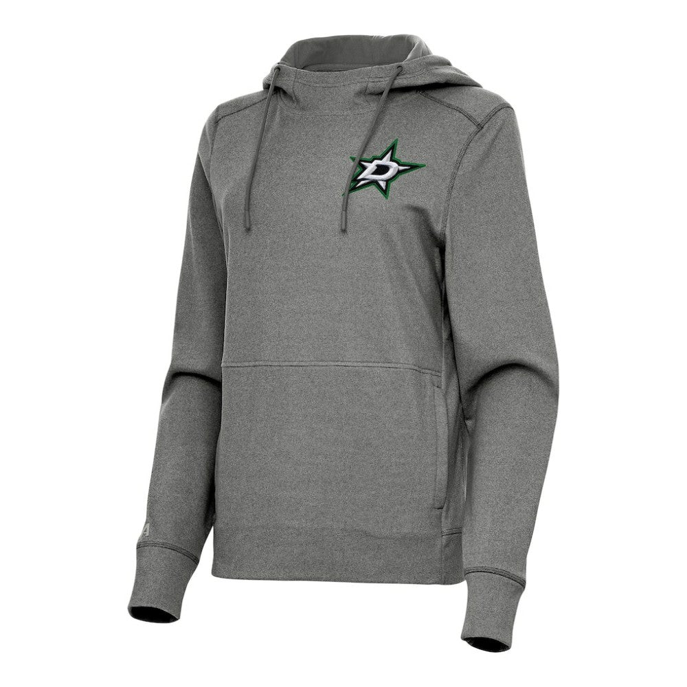 Dallas Stars Antigua Women's Justice Pullover Hoodie - Heather Black | NHL Lifestyle
