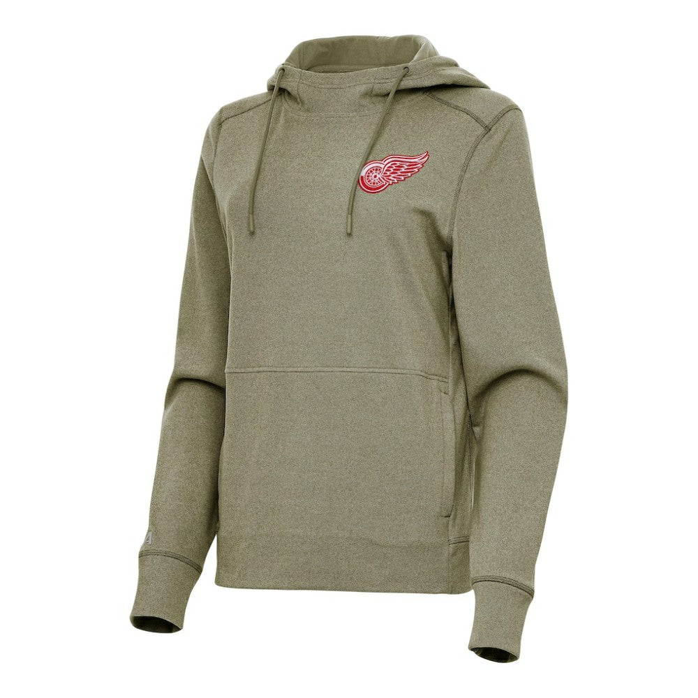 Detroit Red Wings Antigua Women's Justice Pullover Hoodie - Olive | NHL Clearance