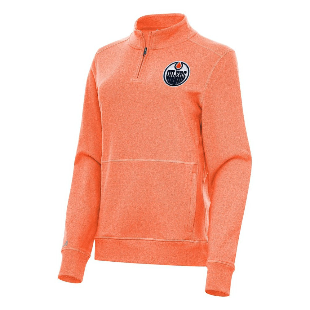 Edmonton Oilers Antigua Women's Crush Quarter-Zip Fleece Sweatshirt - Heather Orange | NHL sale