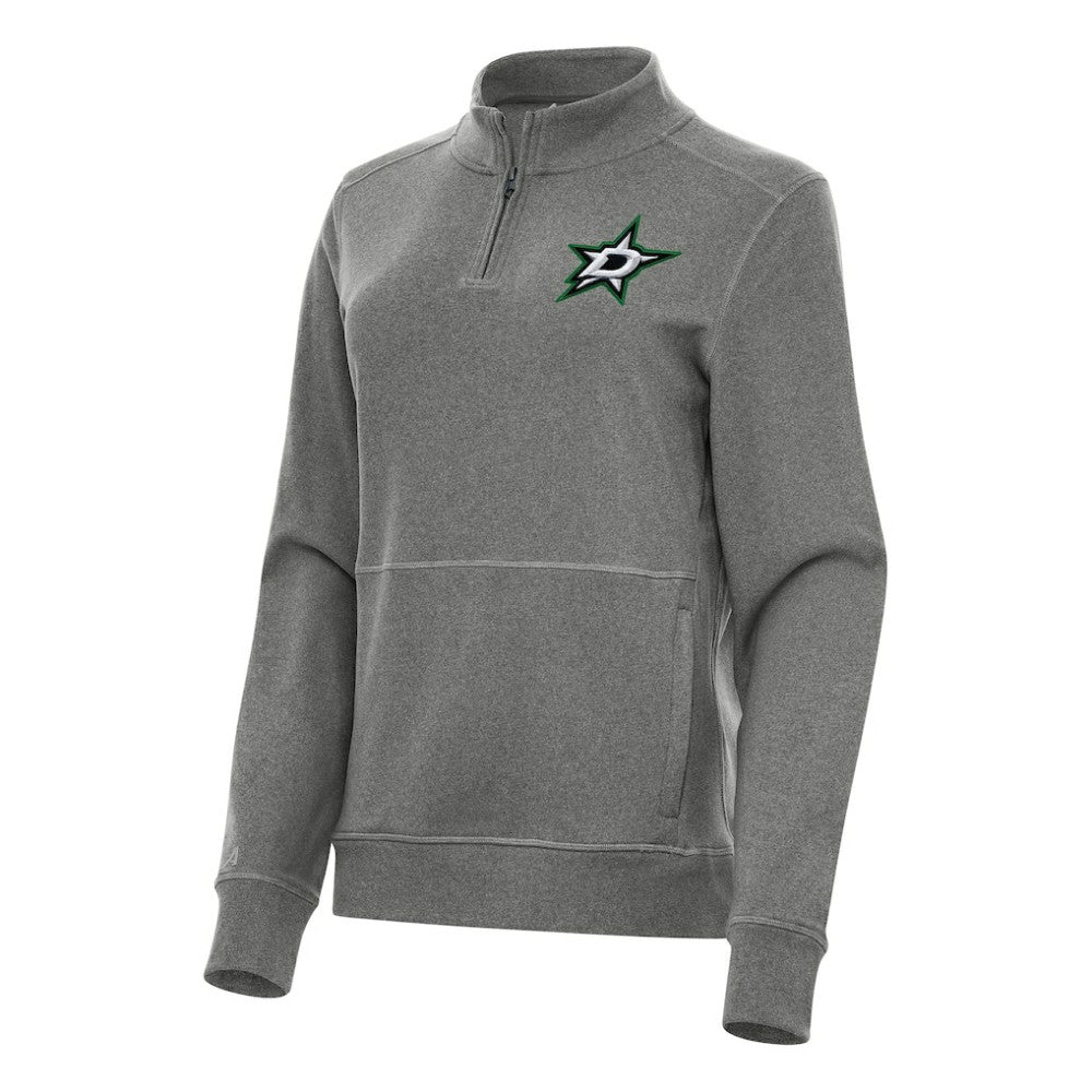 Dallas Stars Antigua Women's Crush Quarter-Zip Fleece Sweatshirt - Heather Black | NHL Clearance