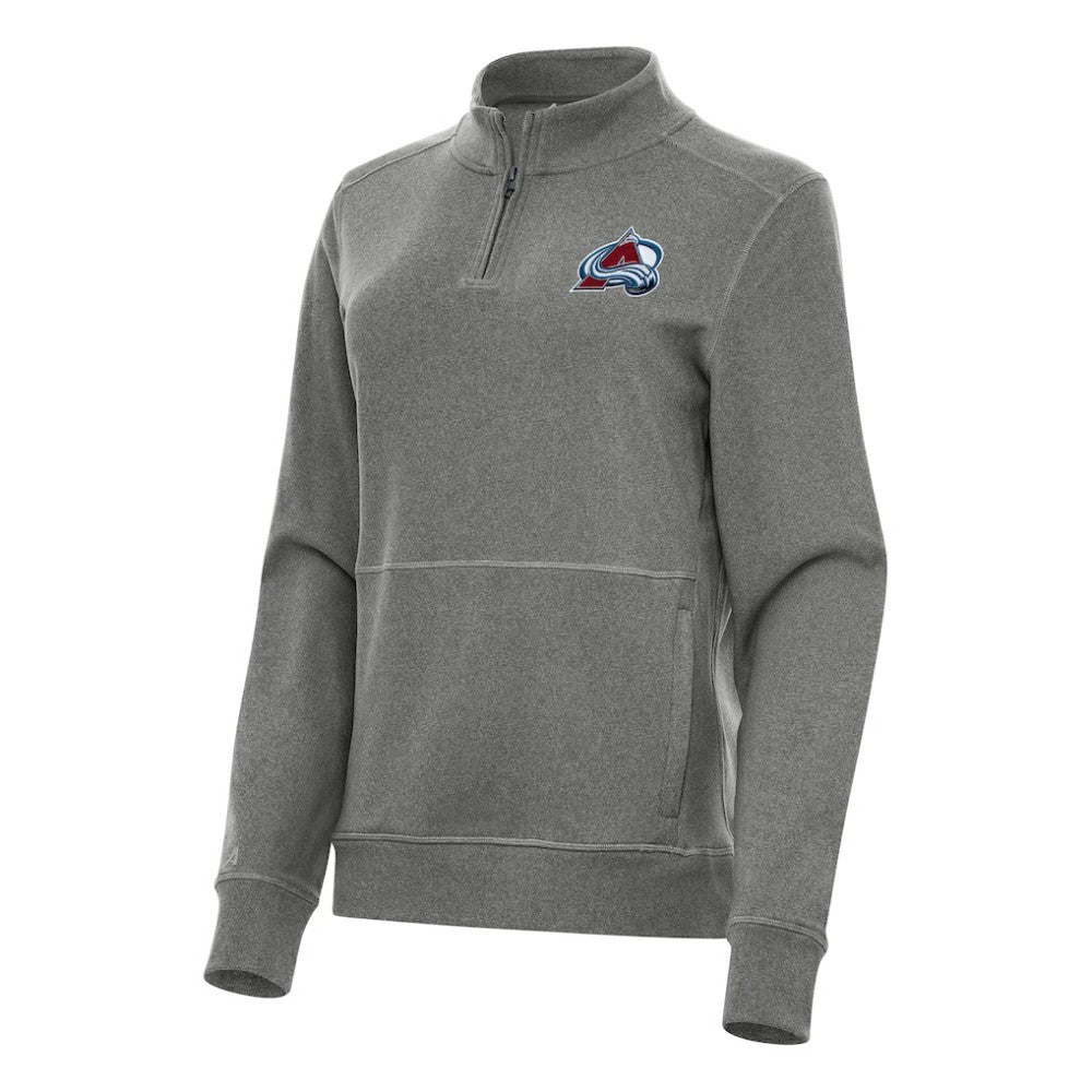 Colorado Avalanche Antigua Women's Crush Quarter-Zip Fleece Sweatshirt - Heather Black | NHL Clearance